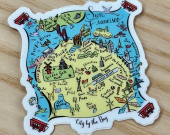 San Francisco Illustrated Map Vinyl Sticker