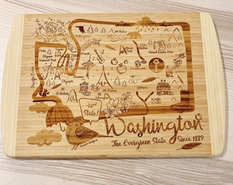 Washington State Map Small Bamboo Cheese Board