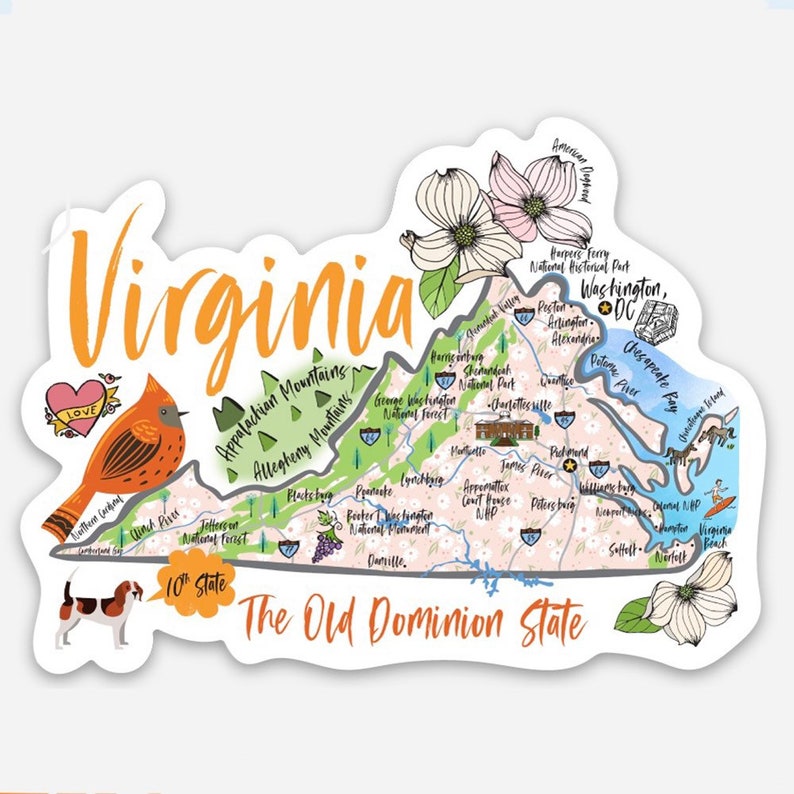 Virginia State Vinyl Sticker image 1