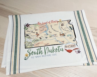 South Dakota State Map Kitchen/Tea Towel