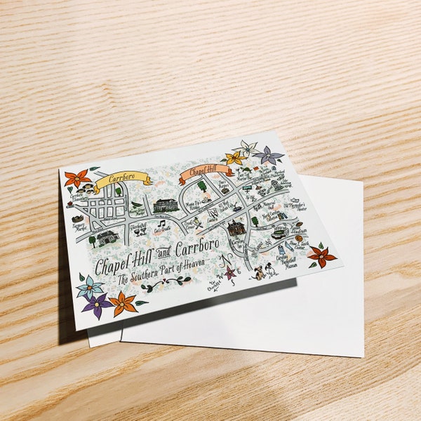 Chapel Hill Nc Note Card - Etsy
