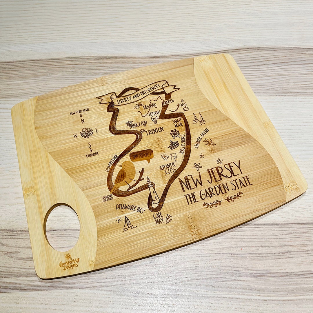 New Jersey Bamboo Charcuterie Board - Etsy