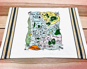 NY - Boroughs Map Kitchen/Tea Towel