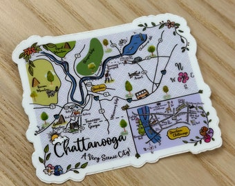 Chattanooga Illustrated Map Vinyl Sticker