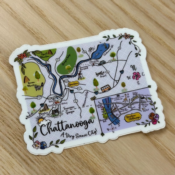 Chattanooga Illustrated Map Vinyl Sticker