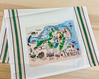 Boston Design 2 Map Kitchen/Tea Towel