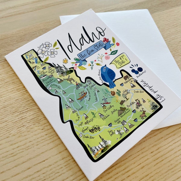 Idaho State Map Full Color Note Card