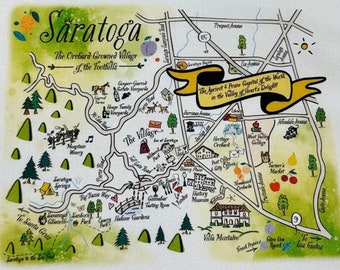 Saratoga Illustrated Map Art Print