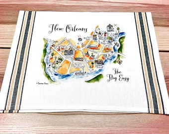 New Orleans Map Kitchen/Tea Towel