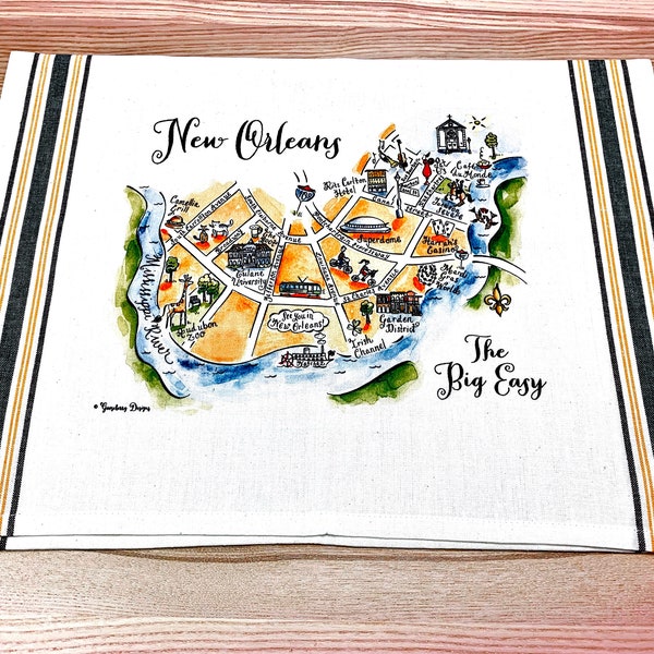 New Orleans Map Kitchen/Tea Towel