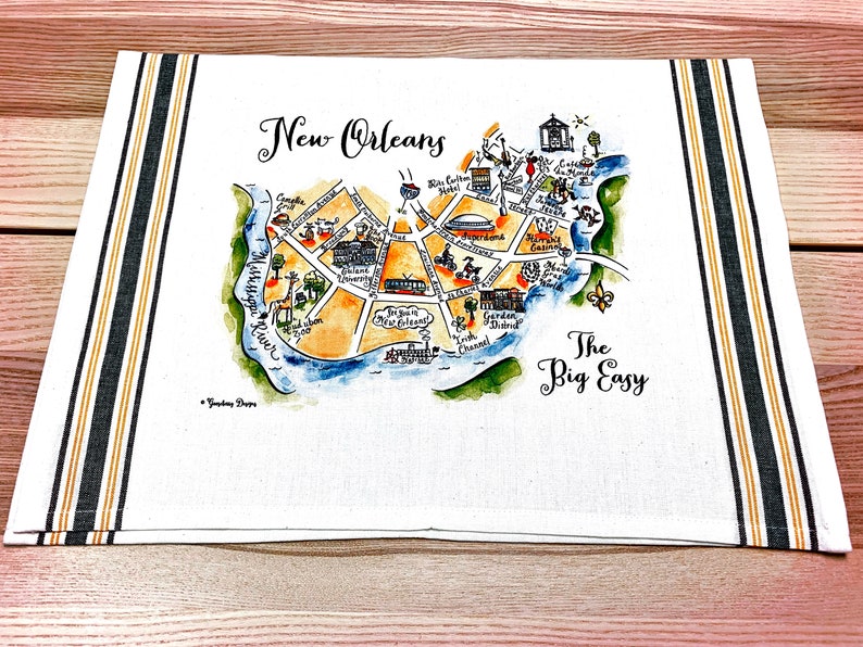 New Orleans Map KitchenTea Towel