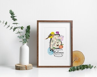 Alabama Map Art Print