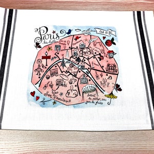 Paris Map Kitchen/Tea Towel image 1