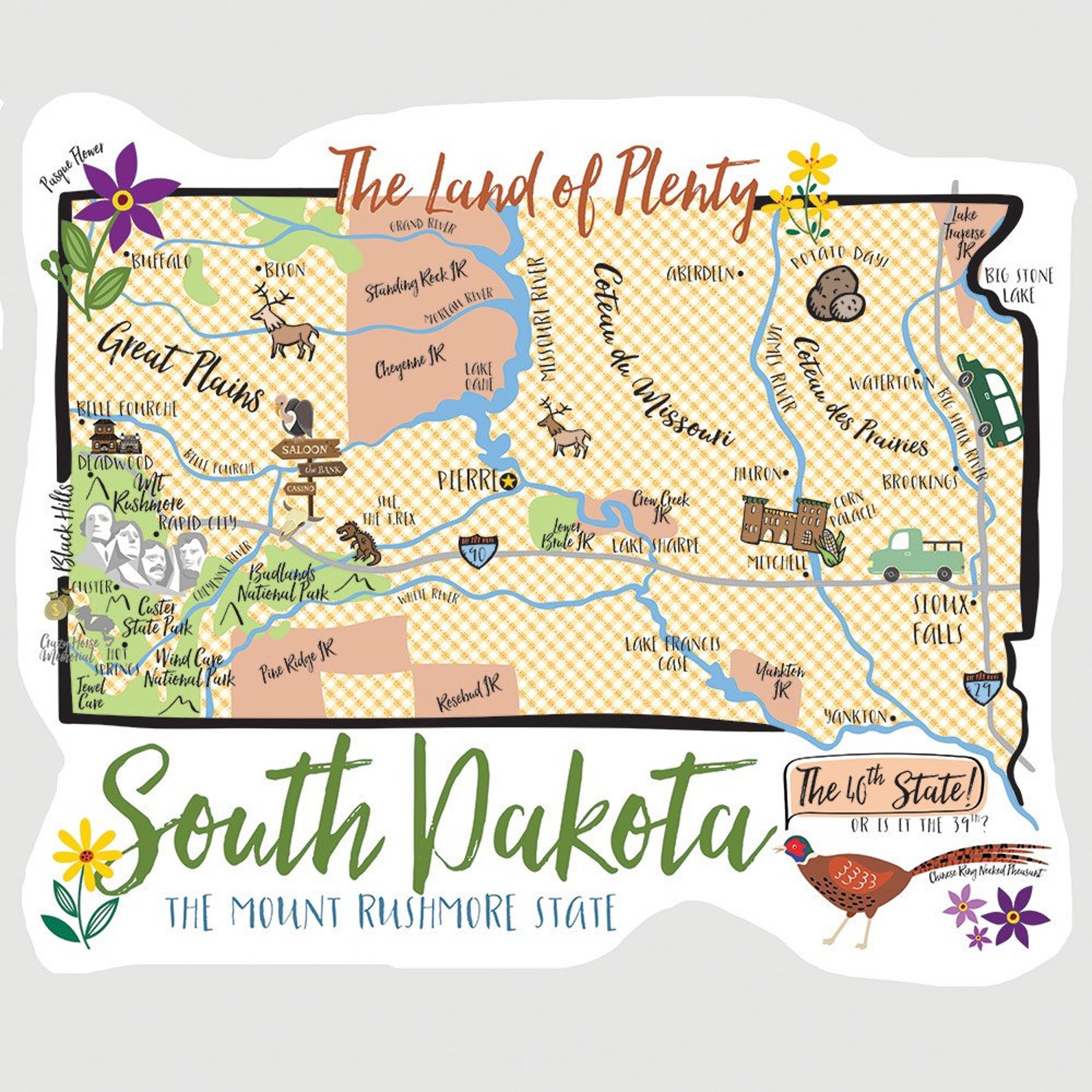 South Dakota State Vinyl Sticker Etsy