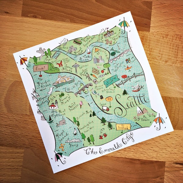 Seattle City Map Full Color Note Card