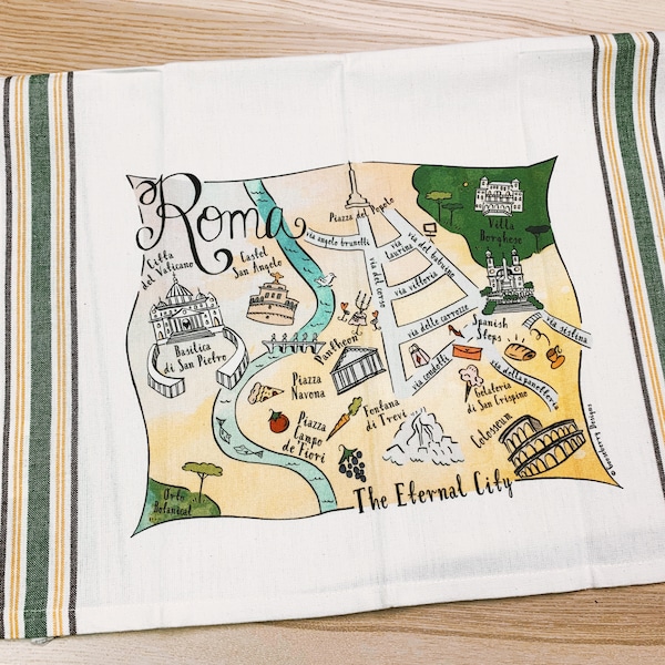 Rome Map Kitchen/Tea Towel