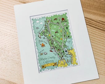 Marin County Map Art Print