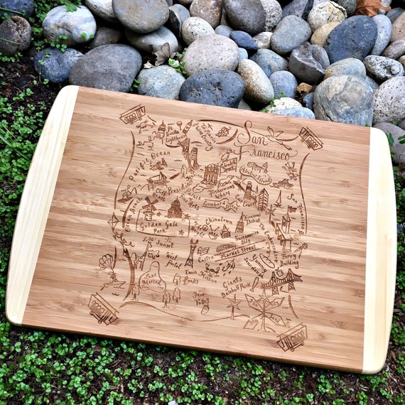 San Francisco design 1 Map Large Bamboo Cutting Board 