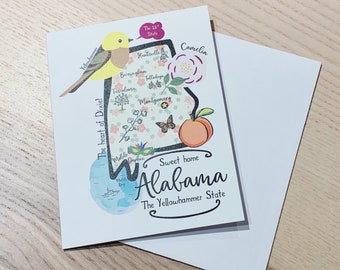 Alabama Illustrated Map Note Card