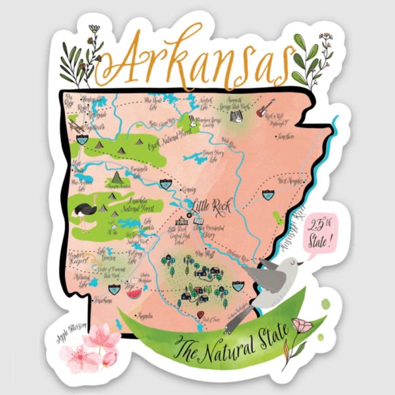 Arkansas Native Sticker Arkansas State Vinyl Sticker - Etsy