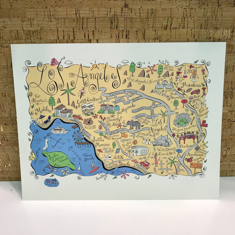 Los Angeles Map Art Print 8 x 10