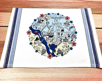 Washington DC (Design 1) Map Kitchen/Tea Towel