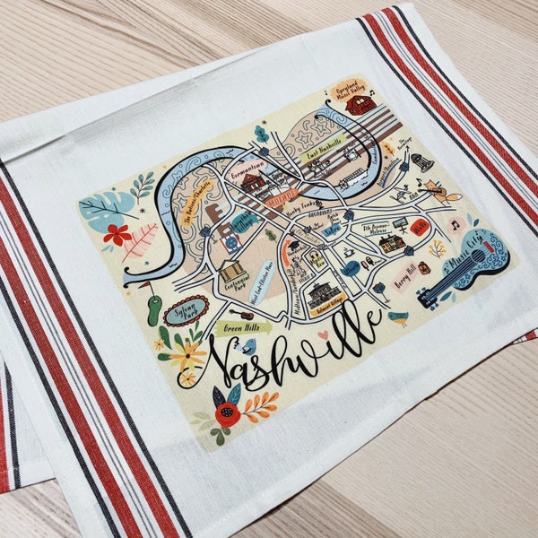 Nashville Map Kitchen/Tea Towel