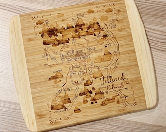 Telluride, Colorado Laser Etched Bamboo Charcuterie Cutting Board