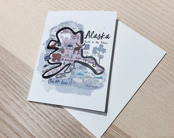 Alaska Illustrated Map Note Card