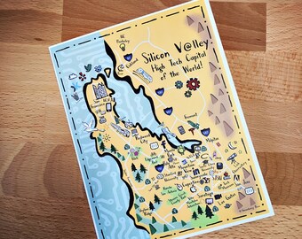 Silicon Valley Map Full Color Note Card