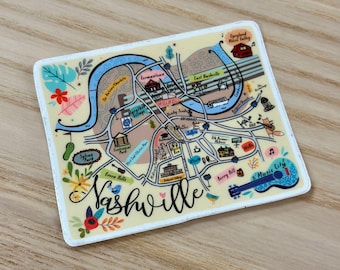 Nashville Illustrated Map Vinyl Sticker