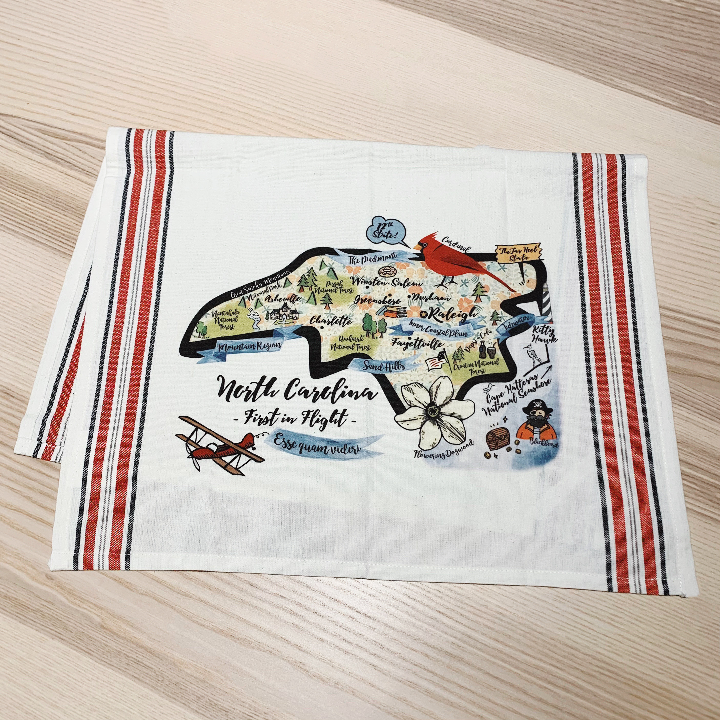 North Carolina State Map Kitchen/Tea Towel Etsy