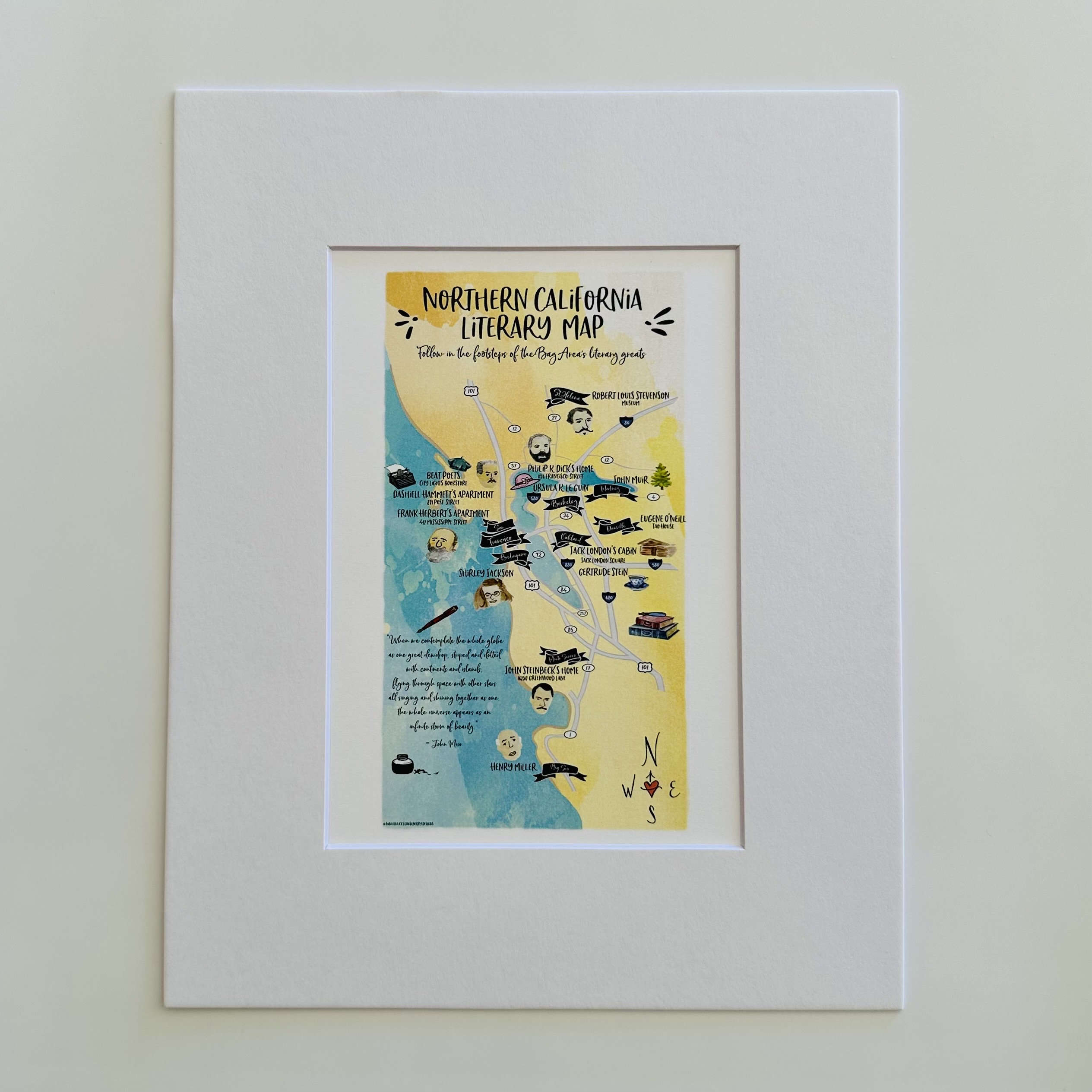 Northern California Literary Art Print
