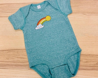 Cheeky Rainbow Illustrated Design Infant/Baby Onesie Bodysuit