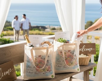 Illustrated Map Wedding Tote Bags (Choose a design from our extensive list)