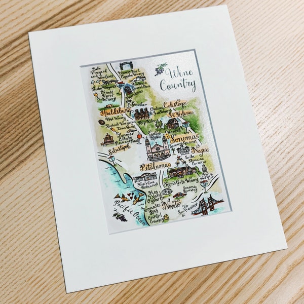 Wine Country Map Art Print