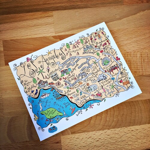 Los Angeles Metropolitan Area Map Full Color Note Card - Etsy