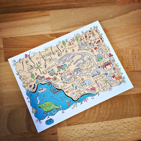 Los Angeles Metropolitan Area Map Full Color Note Card