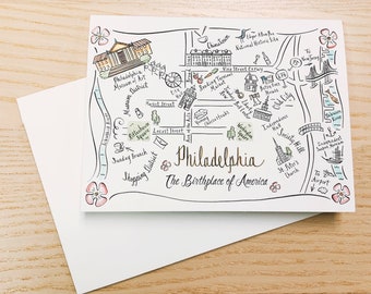 Philadelphia Map Full Color Note Card
