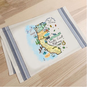 Pacific Coast Highway - West Coast Map Kitchen/Tea Towel