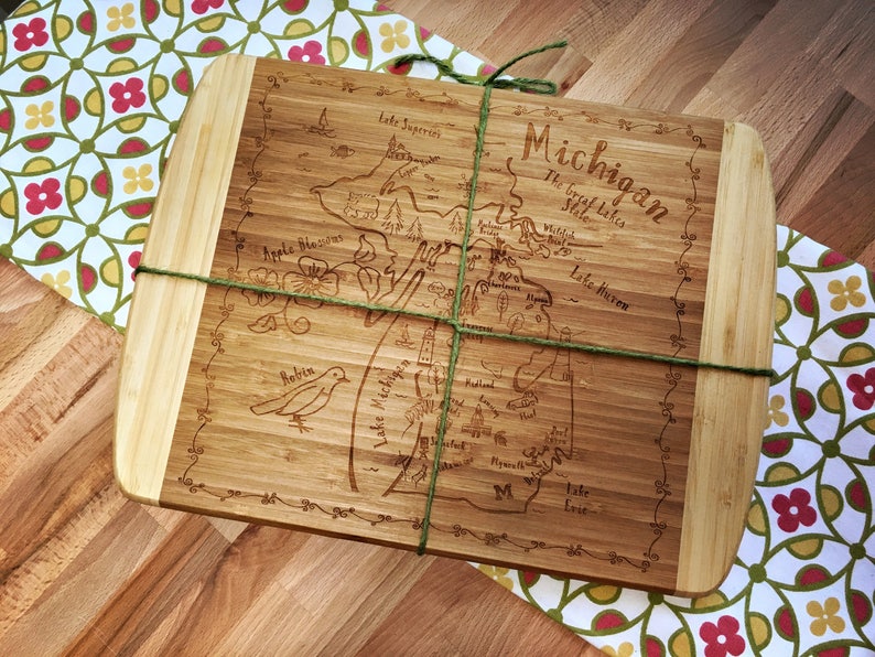Michigan Large Bamboo Cutting Board