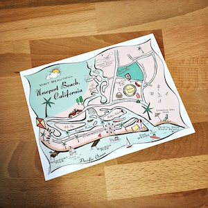 Newport Beach Map Full Color Note Card