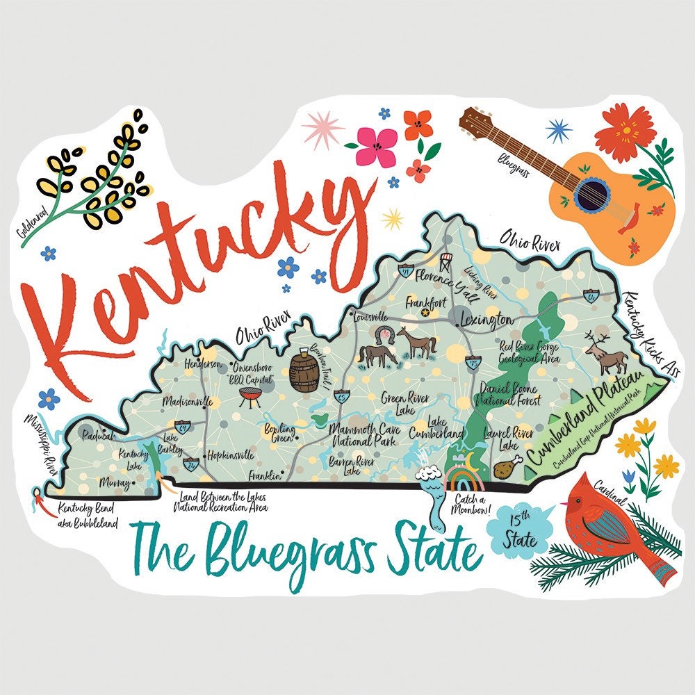 Ky's Sticker Kentucky State Vinyl Sticker - Etsy