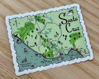 Santa Cruz Illustrated Map Vinyl Sticker