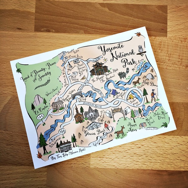 Yosemite National Park Map Full Color Note Card