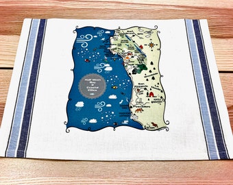 Half Moon Bay Map Kitchen/Tea Towel