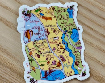 Napa Valley Illustrated Map Vinyl Sticker