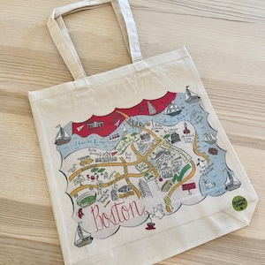 Boston Illustrated Map Tote Bag