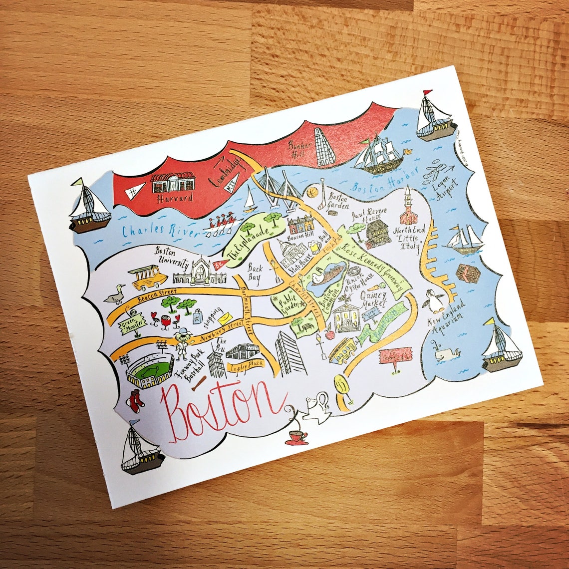 Paris Map Full Color Note Card - Etsy