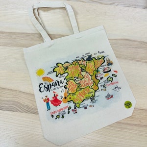 Spain Illustrated Map Tote